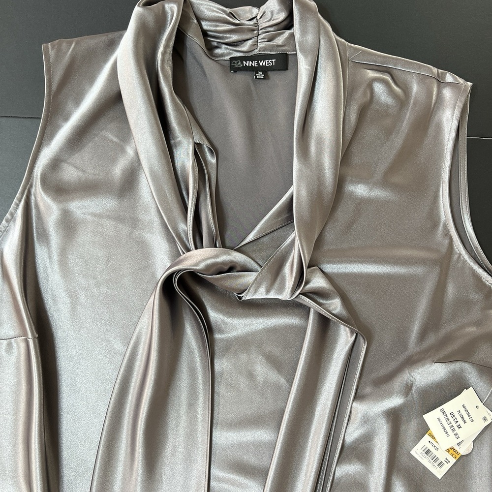 Nine West Sleeveless‎ Blouse Women's 3X Gray NWT Minimalist Office Siren Formal